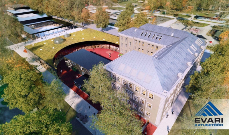 Narva Riigigümnaasium lamekatuse ehitus